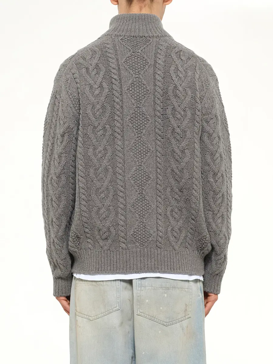 vowels Cable Knit Zip Up in Grey Heather | Thumbnail 5 vowels Cable Knit Zip Up in Grey Heather | Thumbnail 5
