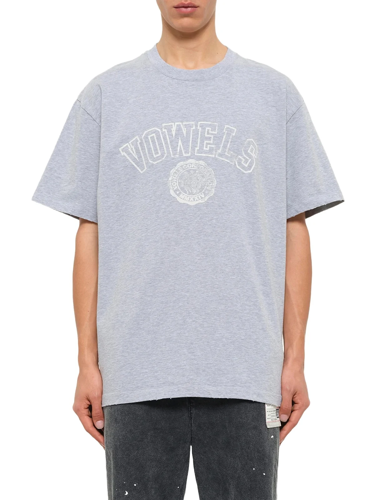 vowels Faded Collegiate T-shirt in Grey Heather