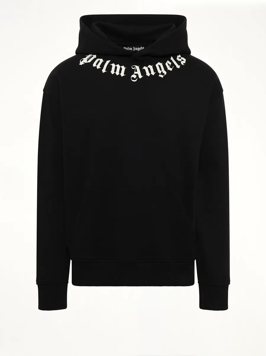 Palm Angels Neck Logo Regular Hoodie in Black/off White | Thumbnail 2 Palm Angels Neck Logo Regular Hoodie in Black/off White | Thumbnail 2