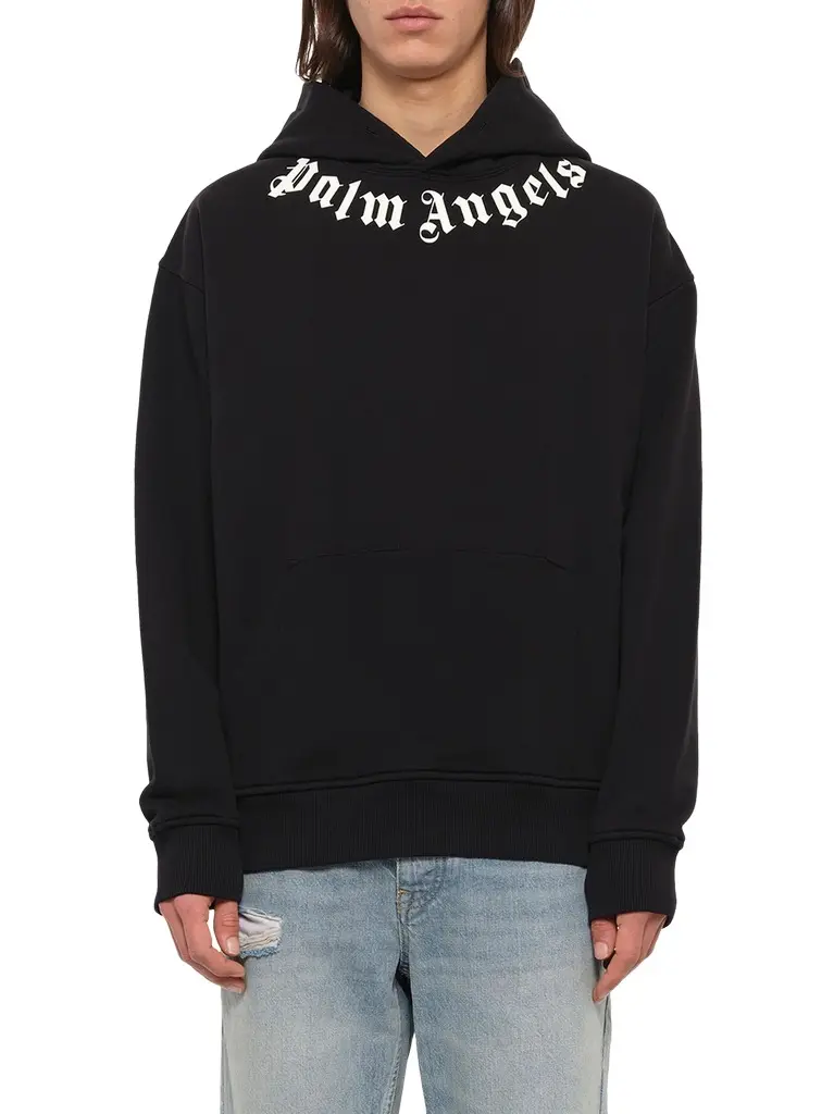 Neck Logo Regular Hoodie in Black/off White