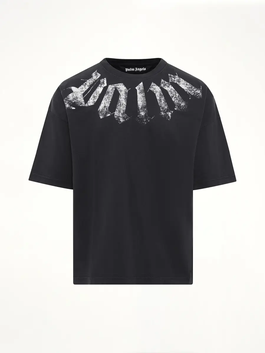 Palm Angels Big Neck Logo Loose T-shirt in Black/off White | Thumbnail 2 Palm Angels Big Neck Logo Loose T-shirt in Black/off White | Thumbnail 2