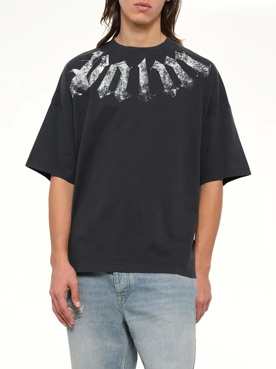 Palm Angels Big Neck Logo Loose T-shirt in Black/off White | Thumbnail 6 Palm Angels Big Neck Logo Loose T-shirt in Black/off White | Thumbnail 6