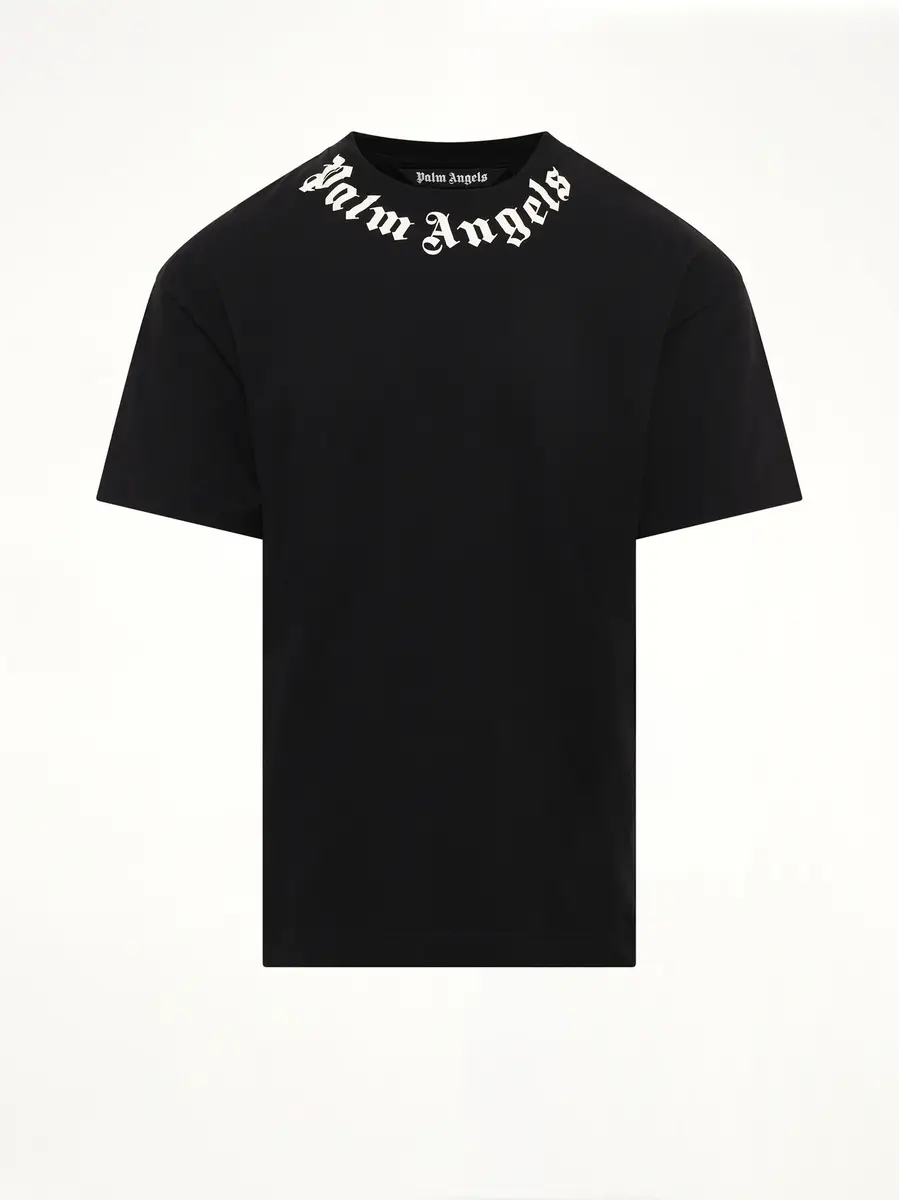 Palm Angels Neck Logo Regular T-shirt in Black/off White | Thumbnail 2 Palm Angels Neck Logo Regular T-shirt in Black/off White | Thumbnail 2