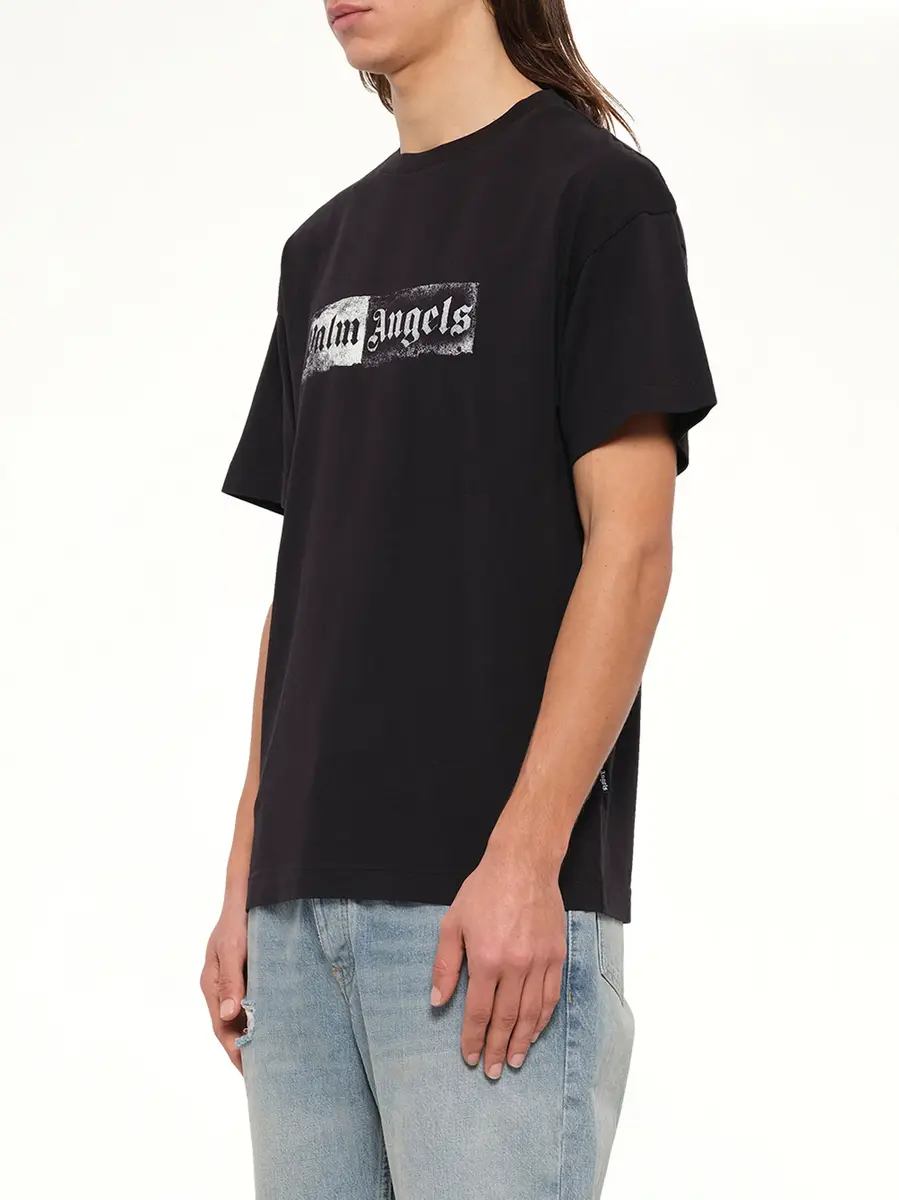 Palm Angels Stamp Logo Regular T-shirt in Black/off White | Thumbnail 3