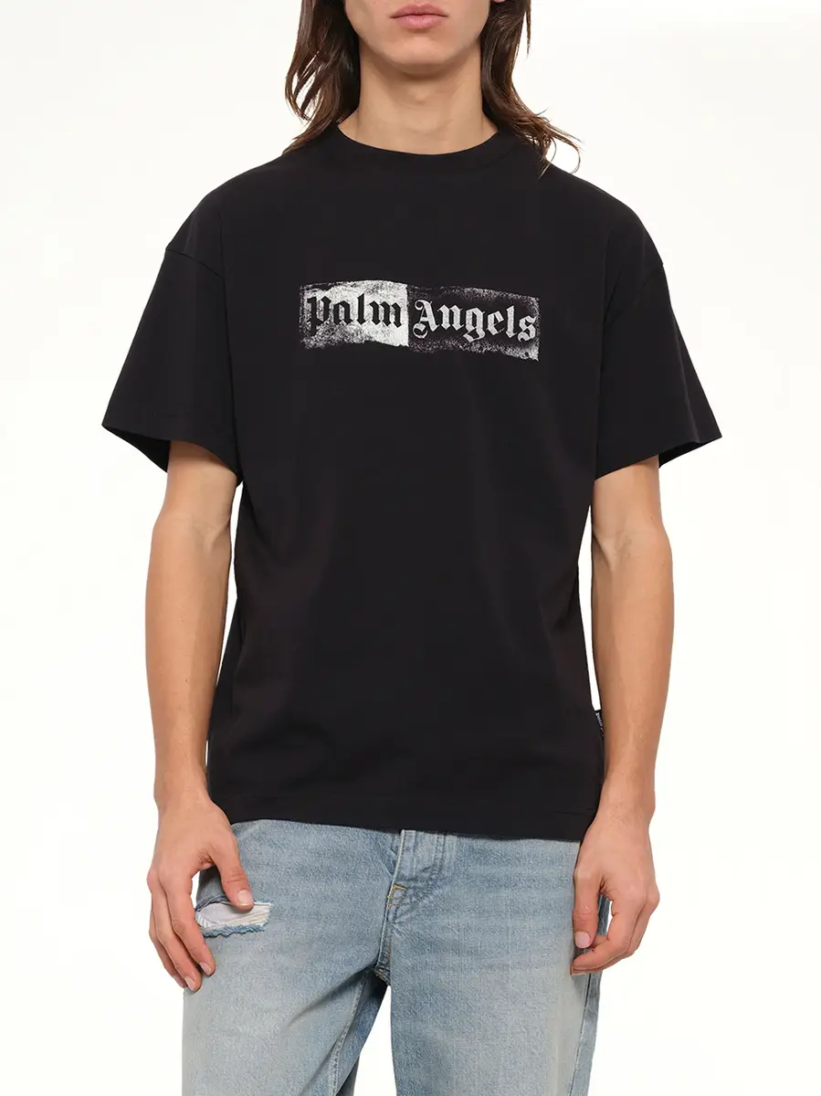 Palm Angels Stamp Logo Regular T-shirt in Black/off White | Thumbnail 6