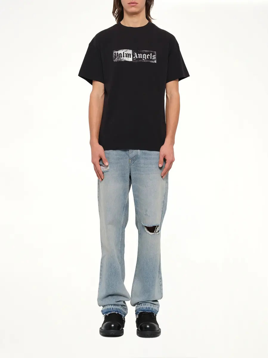 Palm Angels Stamp Logo Regular T-shirt in Black/off White | Thumbnail 7