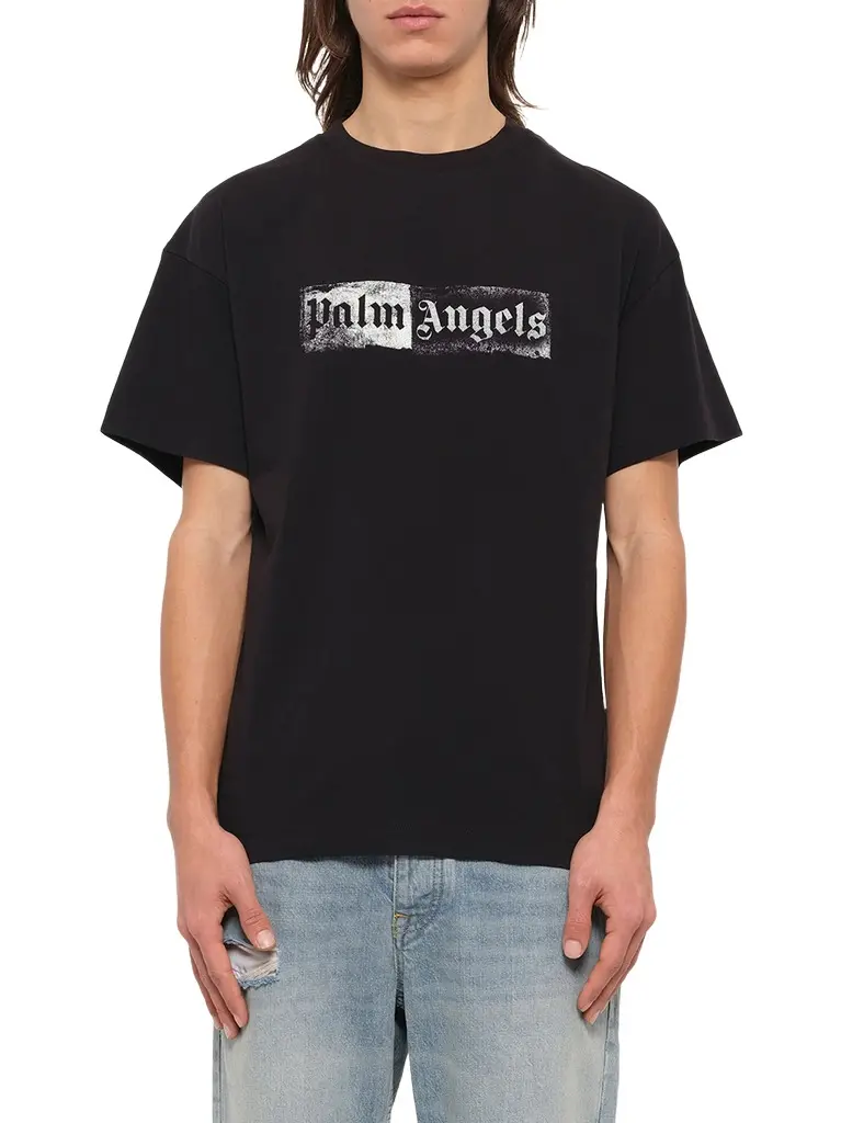 Palm Angels Stamp Logo Regular T-shirt in Black/off White