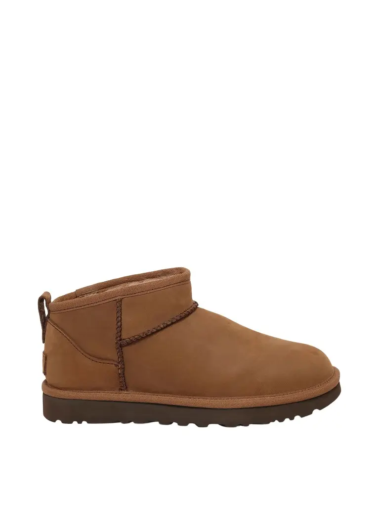 UGG Classic Ultra Mini Nubuck Boots in Dark Chestnut