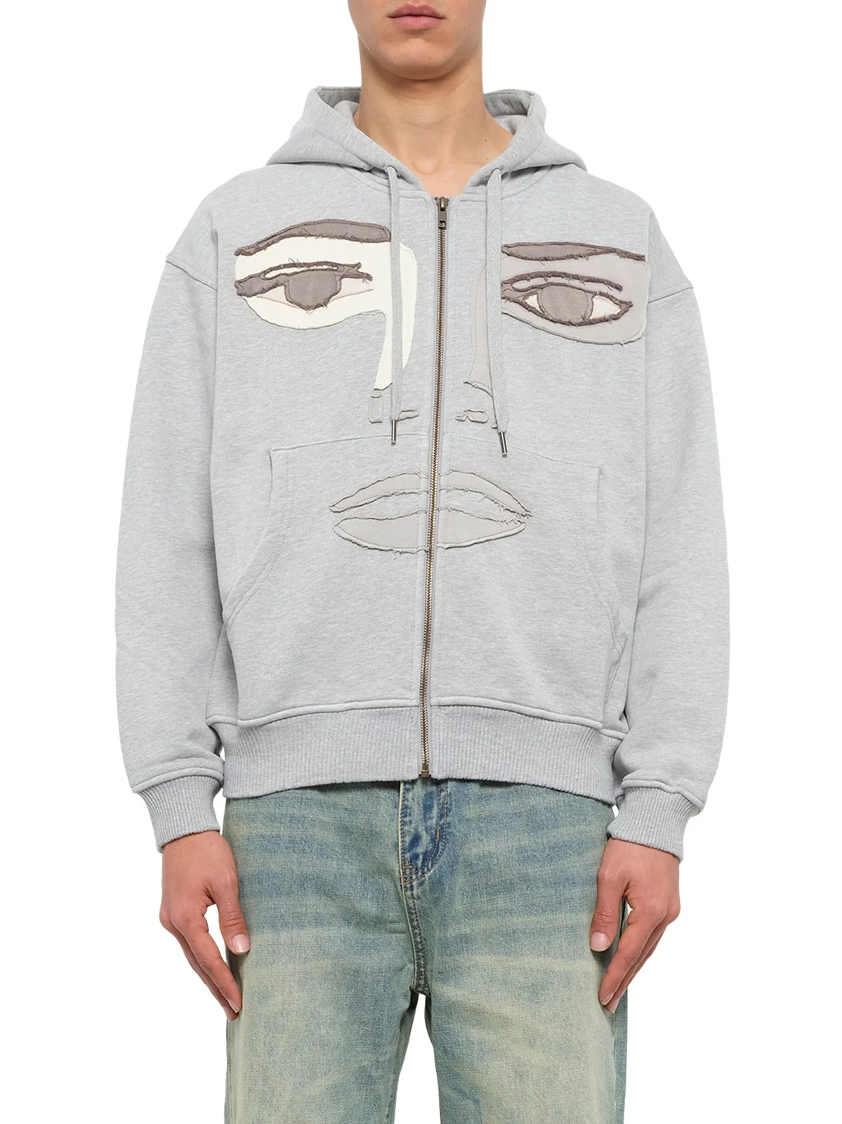KidSuper Face Hoodie in Stone Gray
