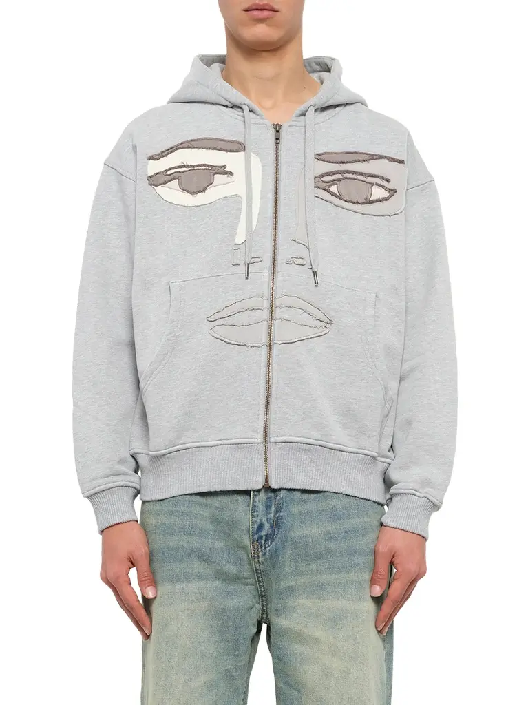 KidSuper Face Hoodie in Stone Gray