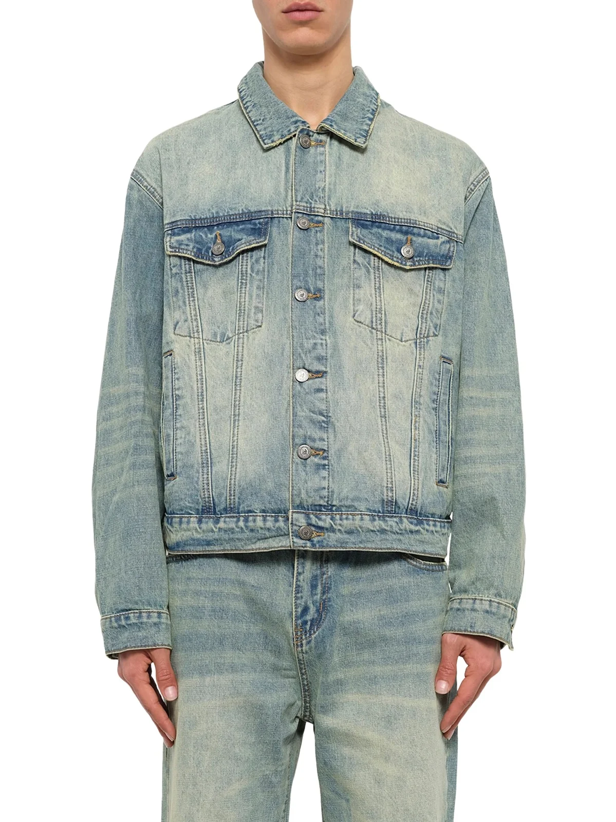 KidSuper Light Wash Dove Denim Jacket in Mud