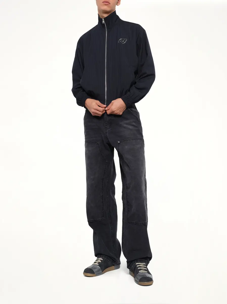 KidSuper Eye Patch Pinstripe Tracksuit Jacket in Off White | Thumbnail 4
