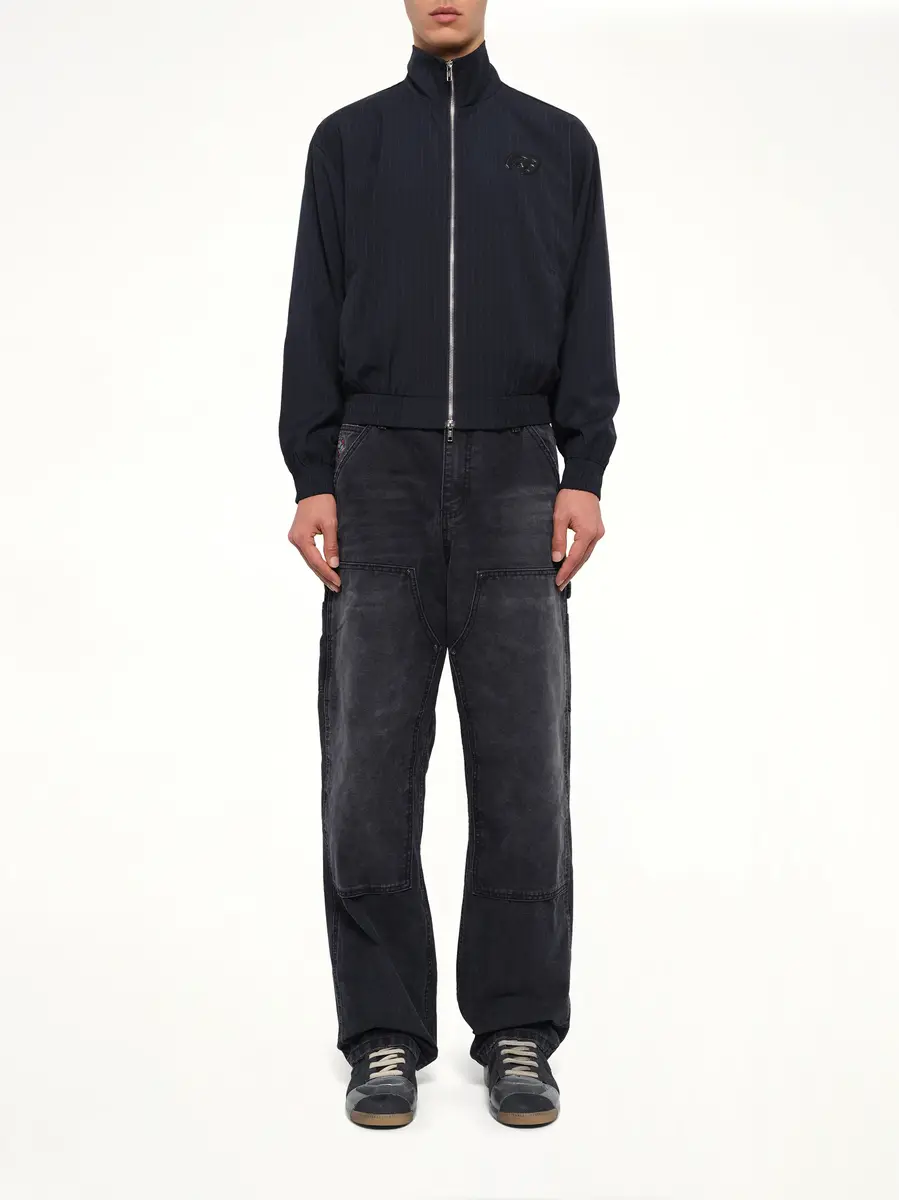 KidSuper Eye Patch Pinstripe Tracksuit Jacket in Off White | Thumbnail 7