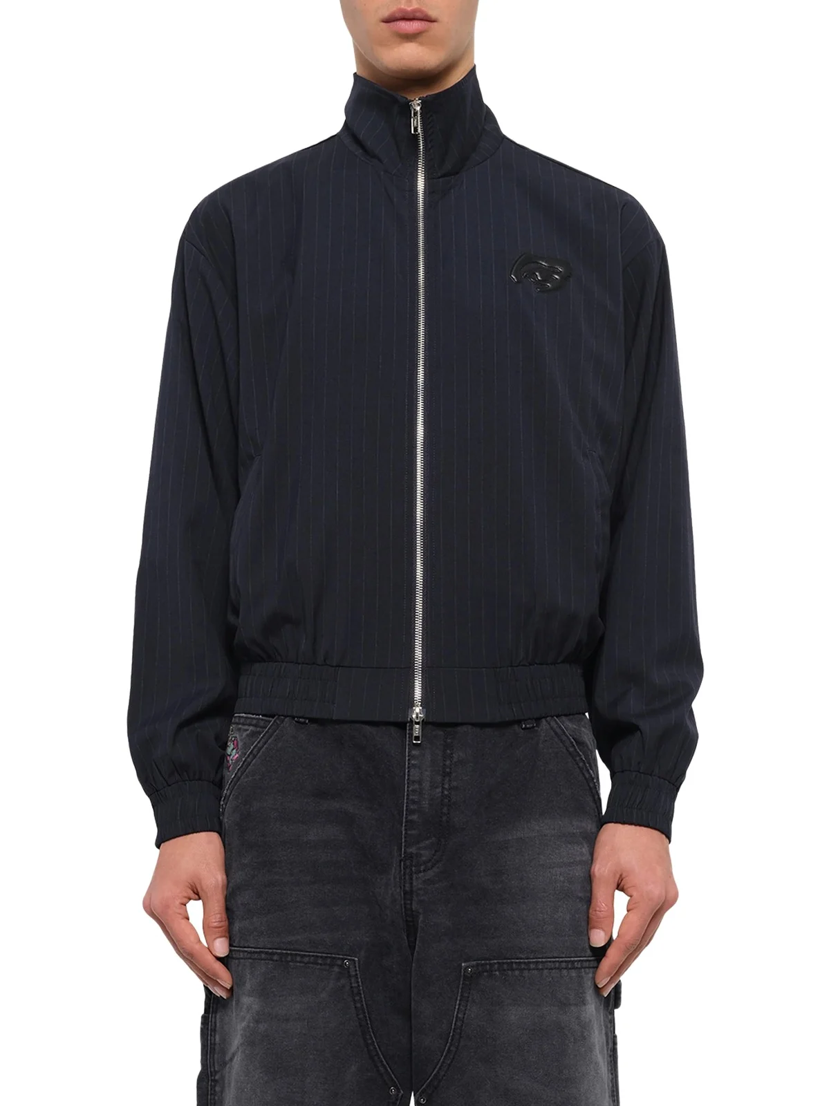 KidSuper Eye Patch Pinstripe Tracksuit Jacket in Off White