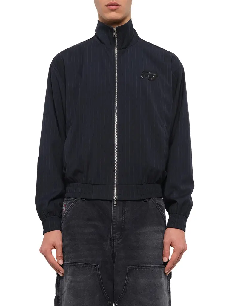 KidSuper Eye Patch Pinstripe Tracksuit Jacket in Off White