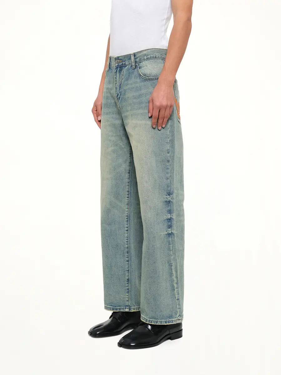 KidSuper Light Wash Dove Denim Pants in Mud | Thumbnail 3 KidSuper Light Wash Dove Denim Pants in Mud | Thumbnail 3