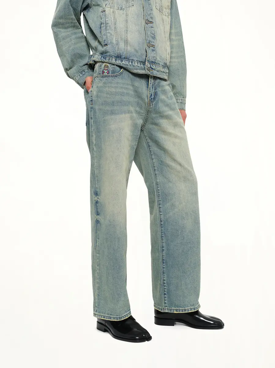 KidSuper Light Wash Dove Denim Pants in Mud | Thumbnail 6 KidSuper Light Wash Dove Denim Pants in Mud | Thumbnail 6