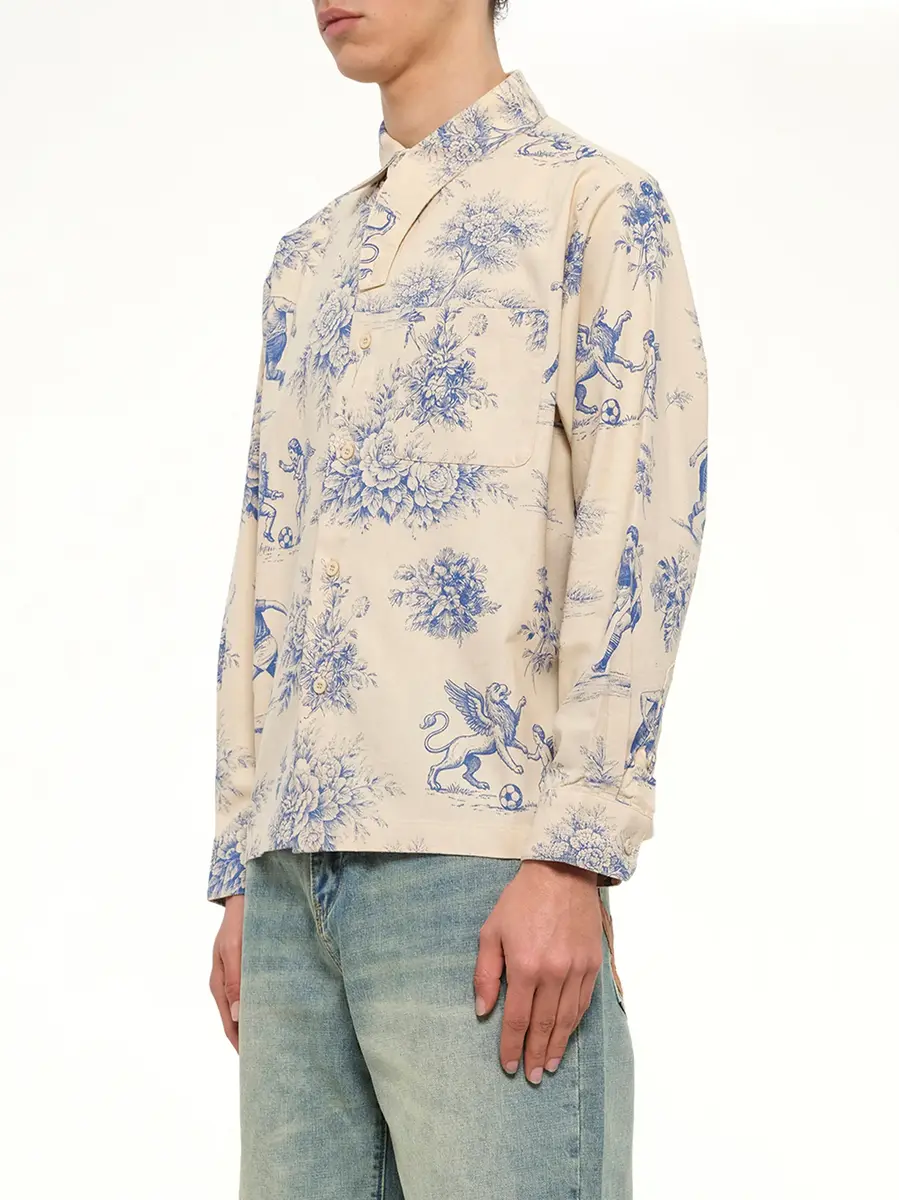 KidSuper Toile de Jouy Button Up Shirt in Cream | Thumbnail 3 KidSuper Toile de Jouy Button Up Shirt in Cream | Thumbnail 3