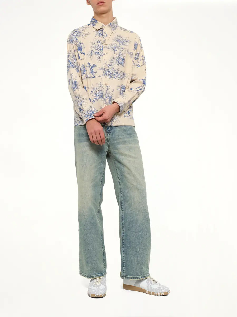 KidSuper Toile de Jouy Button Up Shirt in Cream | Thumbnail 4 KidSuper Toile de Jouy Button Up Shirt in Cream | Thumbnail 4