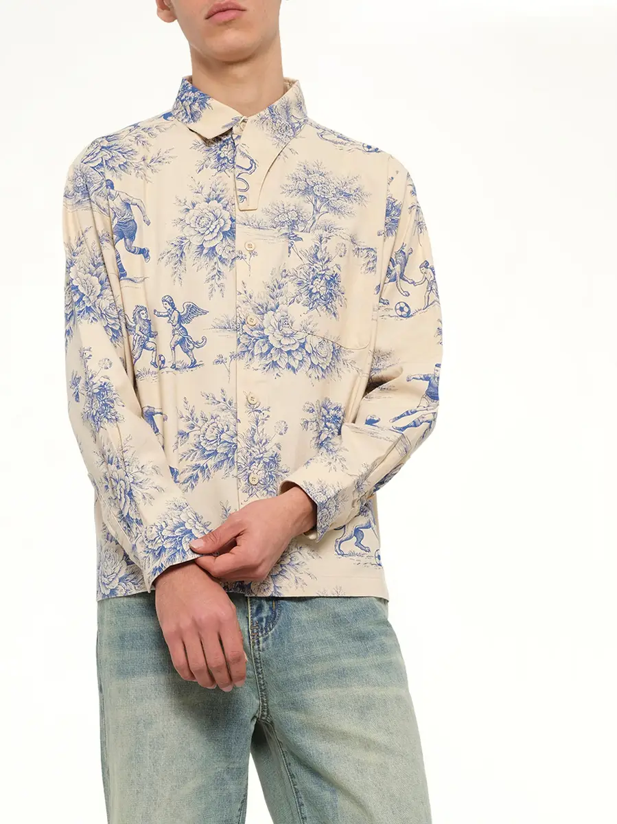 KidSuper Toile de Jouy Button Up Shirt in Cream | Thumbnail 6 KidSuper Toile de Jouy Button Up Shirt in Cream | Thumbnail 6