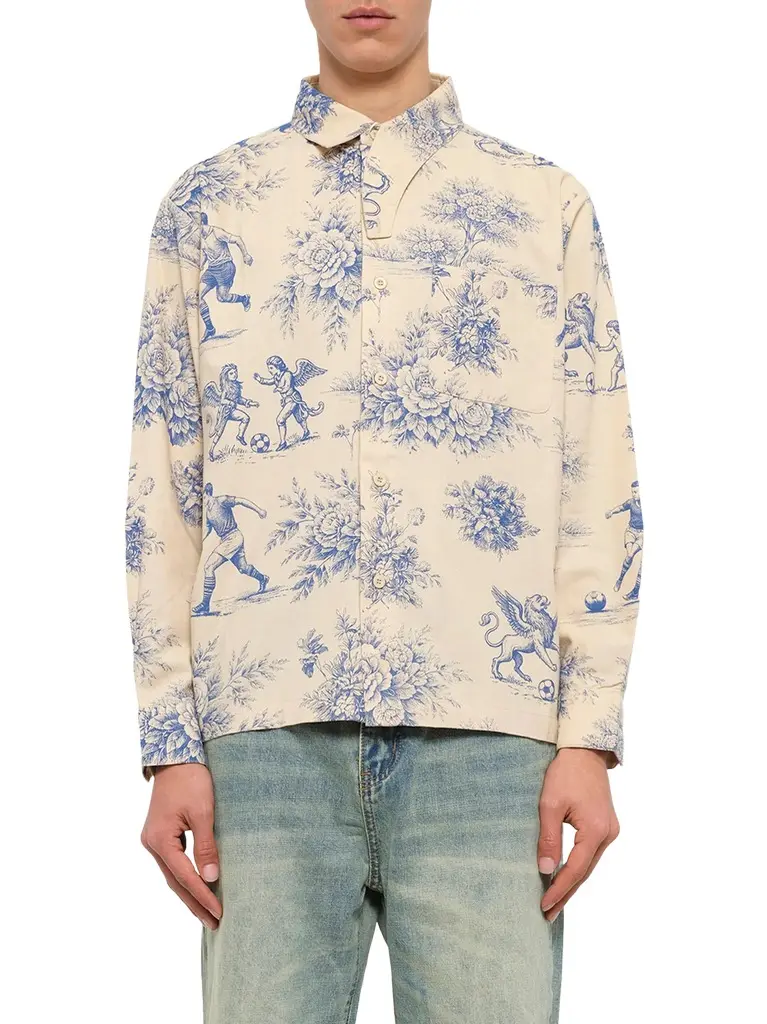 Toile de Jouy Button Up Shirt in Cream Toile de Jouy Button Up Shirt in Cream