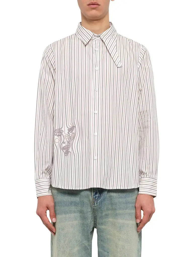 KidSuper Striped Face Button Up Shirt