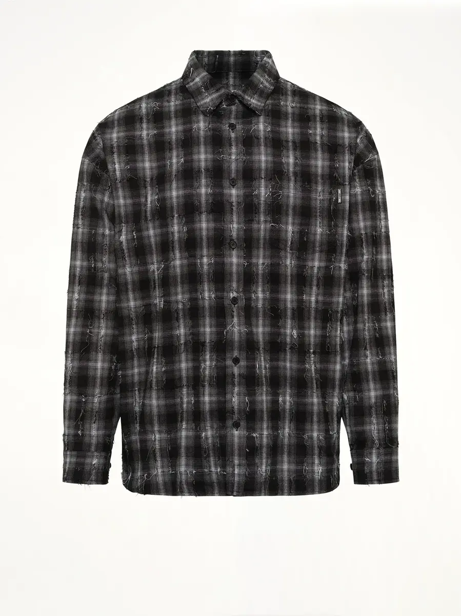 JUUNJ Mono Needle-fringed Check Loose Fit Shirt | Thumbnail 2 JUUNJ Mono Needle-fringed Check Loose Fit Shirt | Thumbnail 2