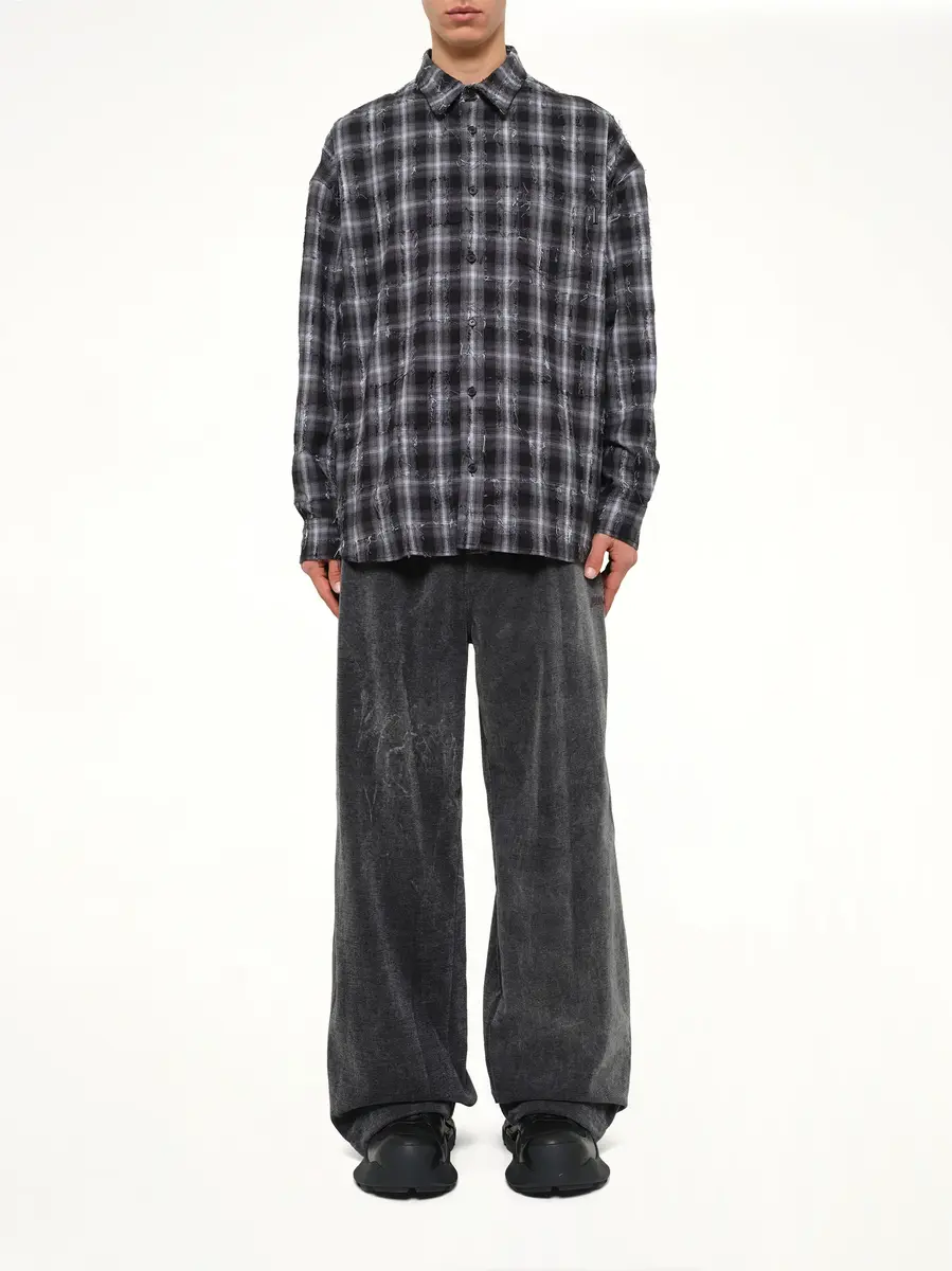 JUUNJ Mono Needle-fringed Check Loose Fit Shirt | Thumbnail 7 JUUNJ Mono Needle-fringed Check Loose Fit Shirt | Thumbnail 7