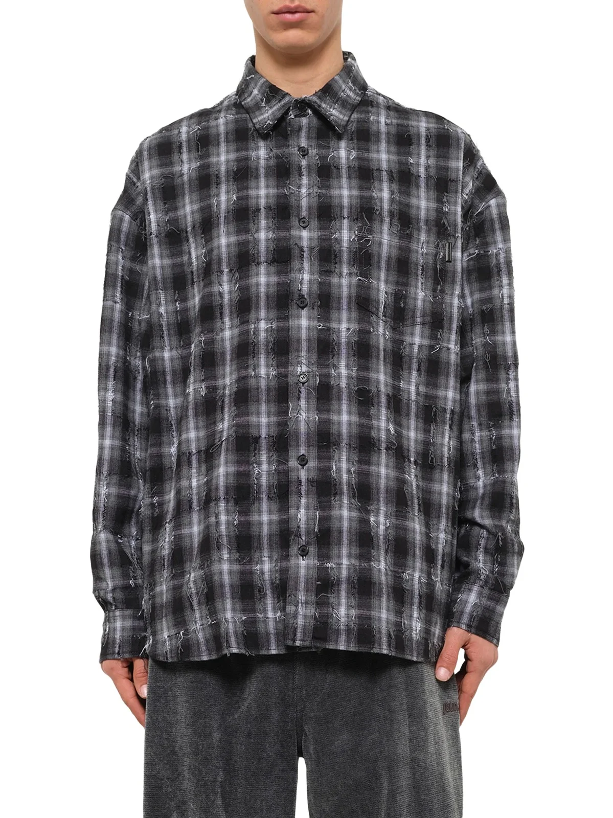 Mono Needle-fringed Check Loose Fit Shirt Mono Needle-fringed Check Loose Fit Shirt