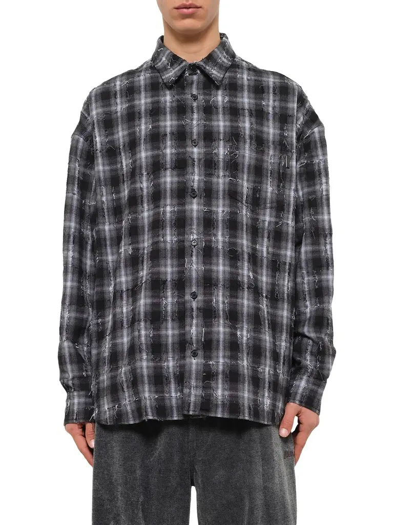 Mono Needle-fringed Check Loose Fit Shirt Mono Needle-fringed Check Loose Fit Shirt