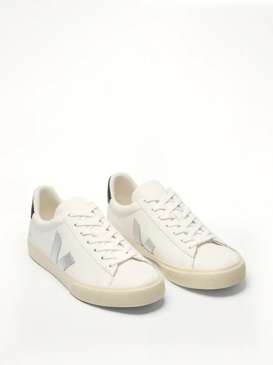 Veja Campo Leather Sneaker in White/silver/black | Thumbnail 2 Veja Campo Leather Sneaker in White/silver/black | Thumbnail 2