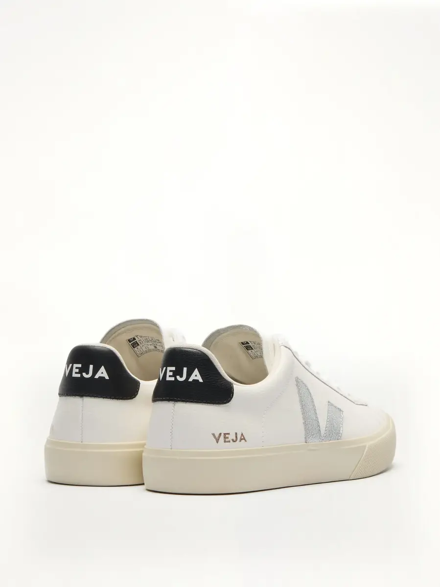 Veja Campo Leather Sneaker in White/silver/black | Thumbnail 3 Veja Campo Leather Sneaker in White/silver/black | Thumbnail 3