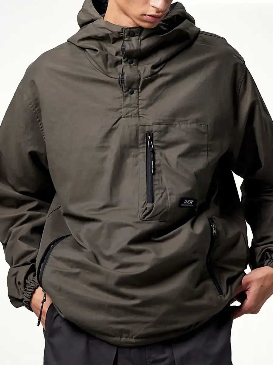 TAION Non Down Mountain Reversible Anorak in Black/dark Olive | Thumbnail 7 TAION Non Down Mountain Reversible Anorak in Black/dark Olive | Thumbnail 7