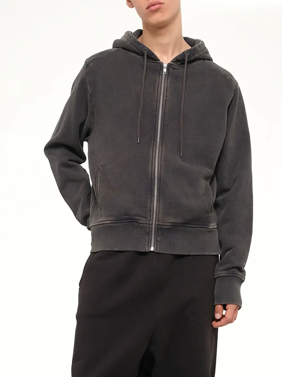 Entire Studios Slim Zip Up in Washed Black | Thumbnail 6 Entire Studios Slim Zip Up in Washed Black | Thumbnail 6