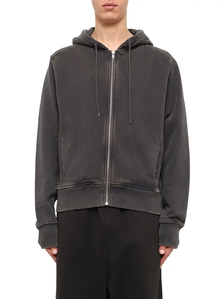 Entire Studios Slim Zip Up in Washed Black