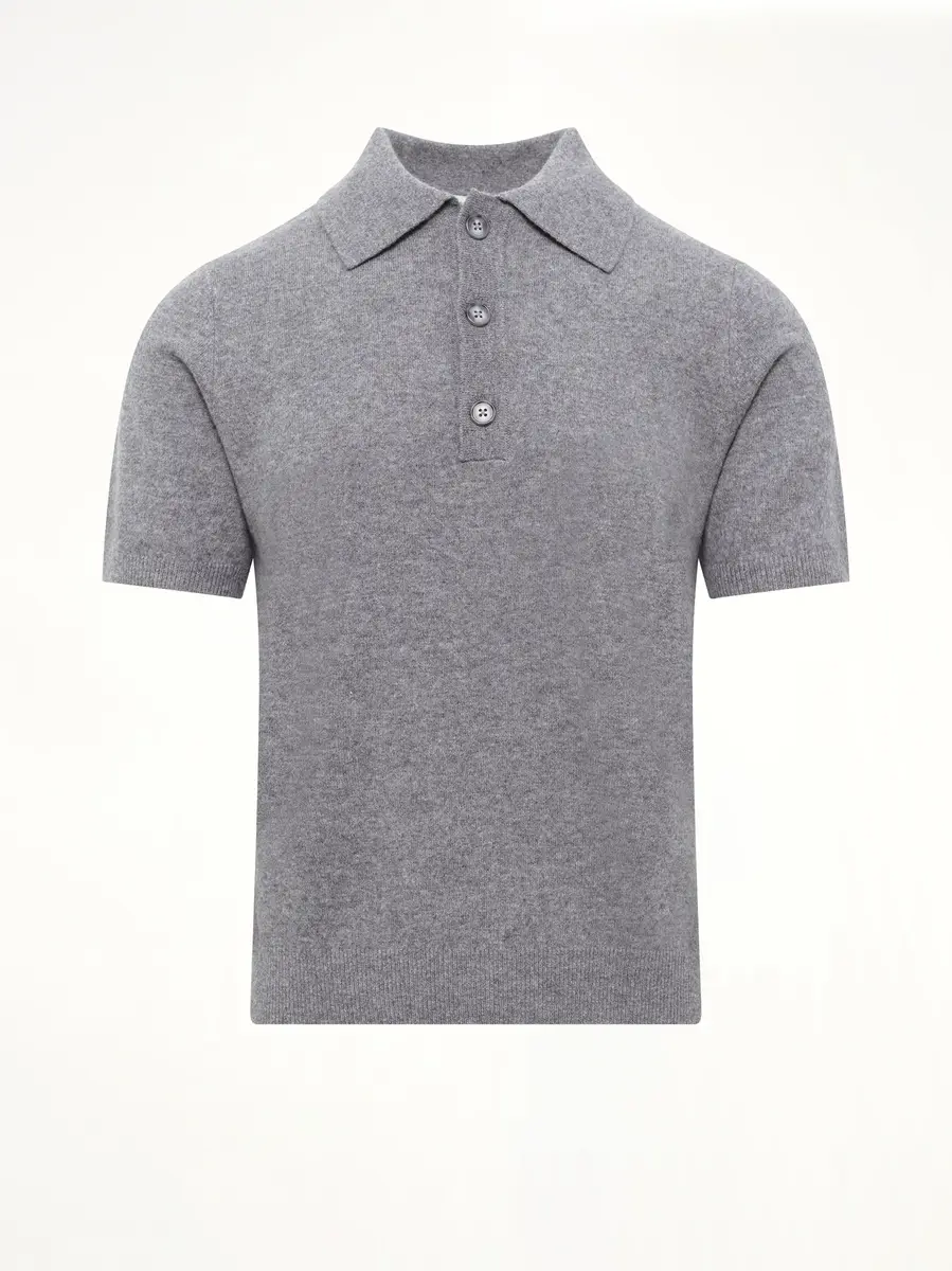 Entire Studios Short Sleeve Knit Polo in Concrete | Thumbnail 2