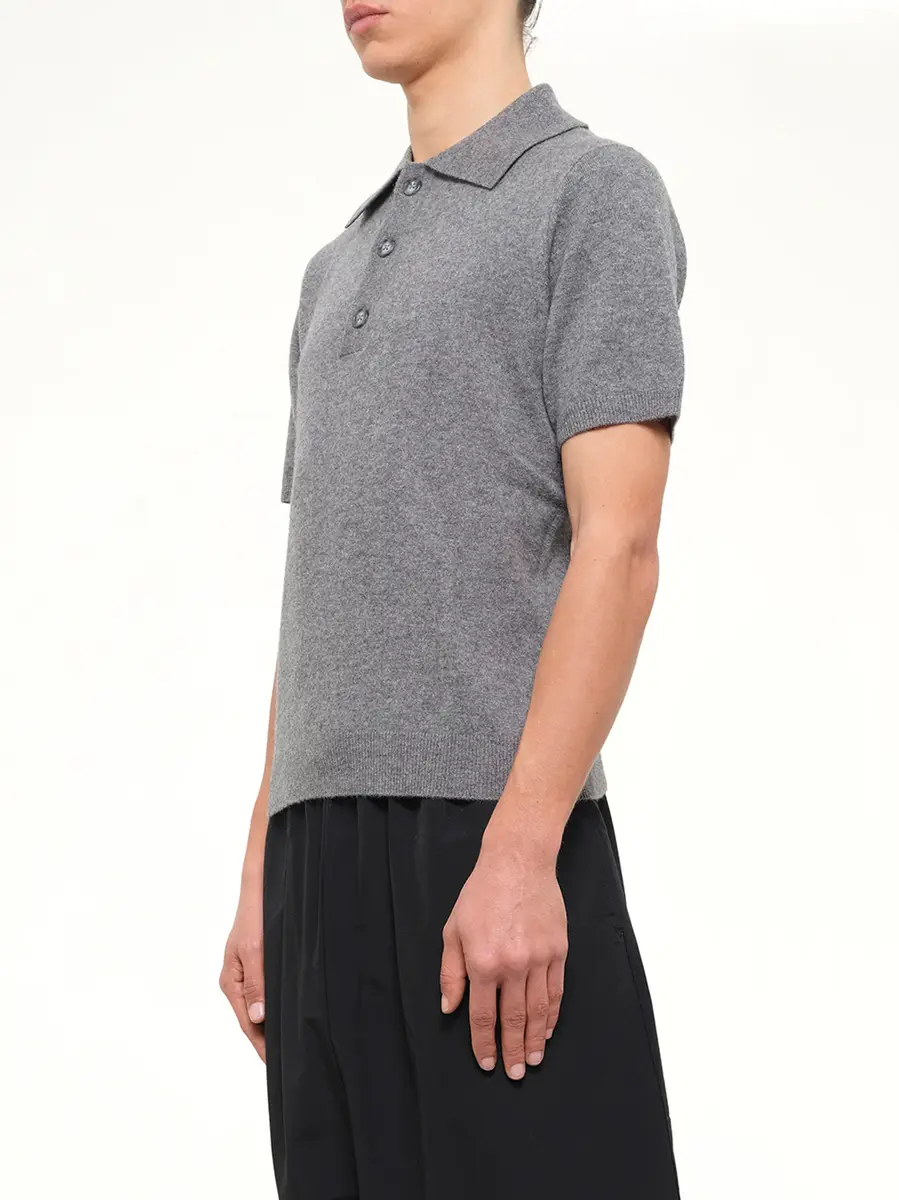 Entire Studios Short Sleeve Knit Polo in Concrete | Thumbnail 3