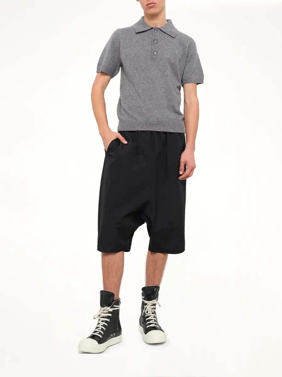 Entire Studios Short Sleeve Knit Polo in Concrete | Thumbnail 4