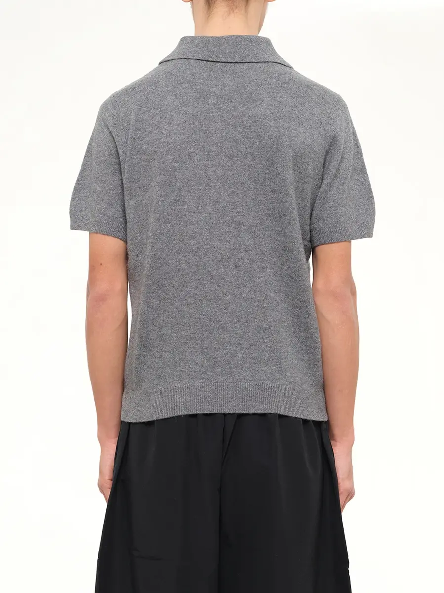 Entire Studios Short Sleeve Knit Polo in Concrete | Thumbnail 5
