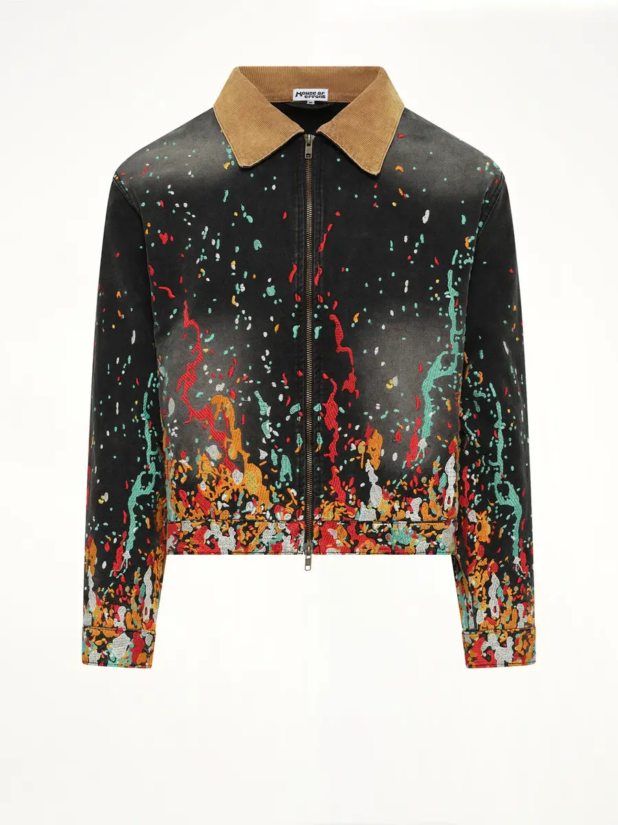 HOUSE OF ERRORS Embroidered Paint Workwear Jacket in Washed Black | Thumbnail 2 HOUSE OF ERRORS Embroidered Paint Workwear Jacket in Washed Black | Thumbnail 2