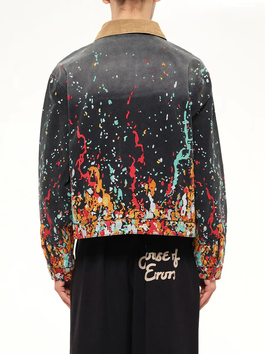 HOUSE OF ERRORS Embroidered Paint Workwear Jacket in Washed Black | Thumbnail 5 HOUSE OF ERRORS Embroidered Paint Workwear Jacket in Washed Black | Thumbnail 5