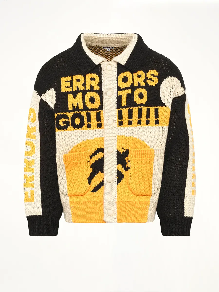 HOUSE OF ERRORS Thick Knit Moto Cardigan in Black/orange | Thumbnail 2 HOUSE OF ERRORS Thick Knit Moto Cardigan in Black/orange | Thumbnail 2