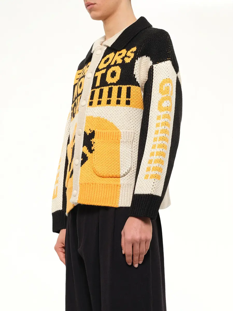 HOUSE OF ERRORS Thick Knit Moto Cardigan in Black/orange | Thumbnail 3 HOUSE OF ERRORS Thick Knit Moto Cardigan in Black/orange | Thumbnail 3