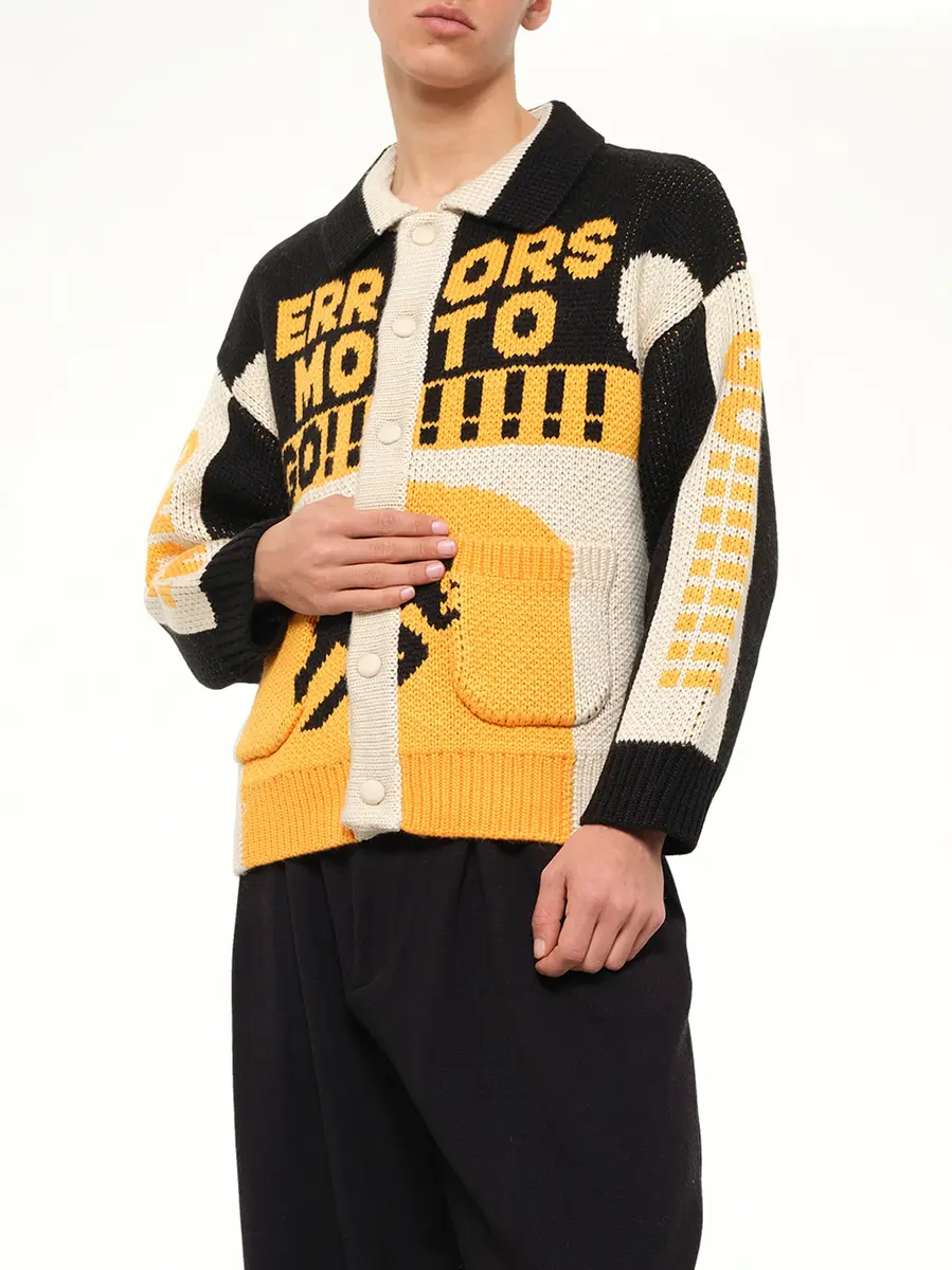 HOUSE OF ERRORS Thick Knit Moto Cardigan in Black/orange | Thumbnail 6 HOUSE OF ERRORS Thick Knit Moto Cardigan in Black/orange | Thumbnail 6