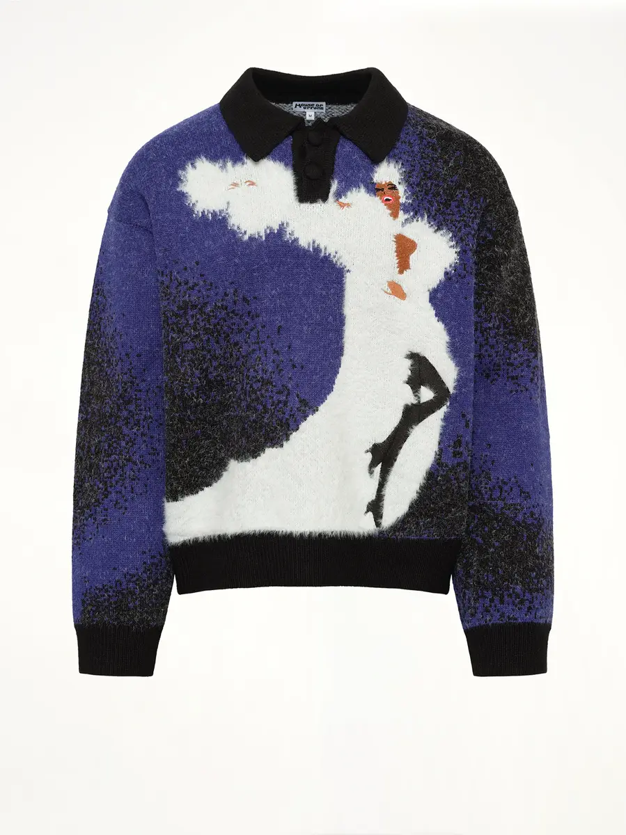 HOUSE OF ERRORS Femme Fatale Knitted Rugby in Dark Blue | Thumbnail 2 HOUSE OF ERRORS Femme Fatale Knitted Rugby in Dark Blue | Thumbnail 2