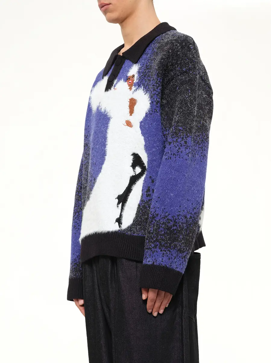 HOUSE OF ERRORS Femme Fatale Knitted Rugby in Dark Blue | Thumbnail 3 HOUSE OF ERRORS Femme Fatale Knitted Rugby in Dark Blue | Thumbnail 3