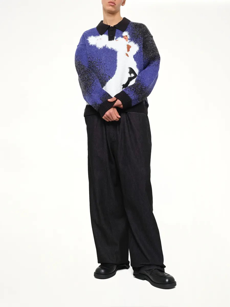 HOUSE OF ERRORS Femme Fatale Knitted Rugby in Dark Blue | Thumbnail 4 HOUSE OF ERRORS Femme Fatale Knitted Rugby in Dark Blue | Thumbnail 4