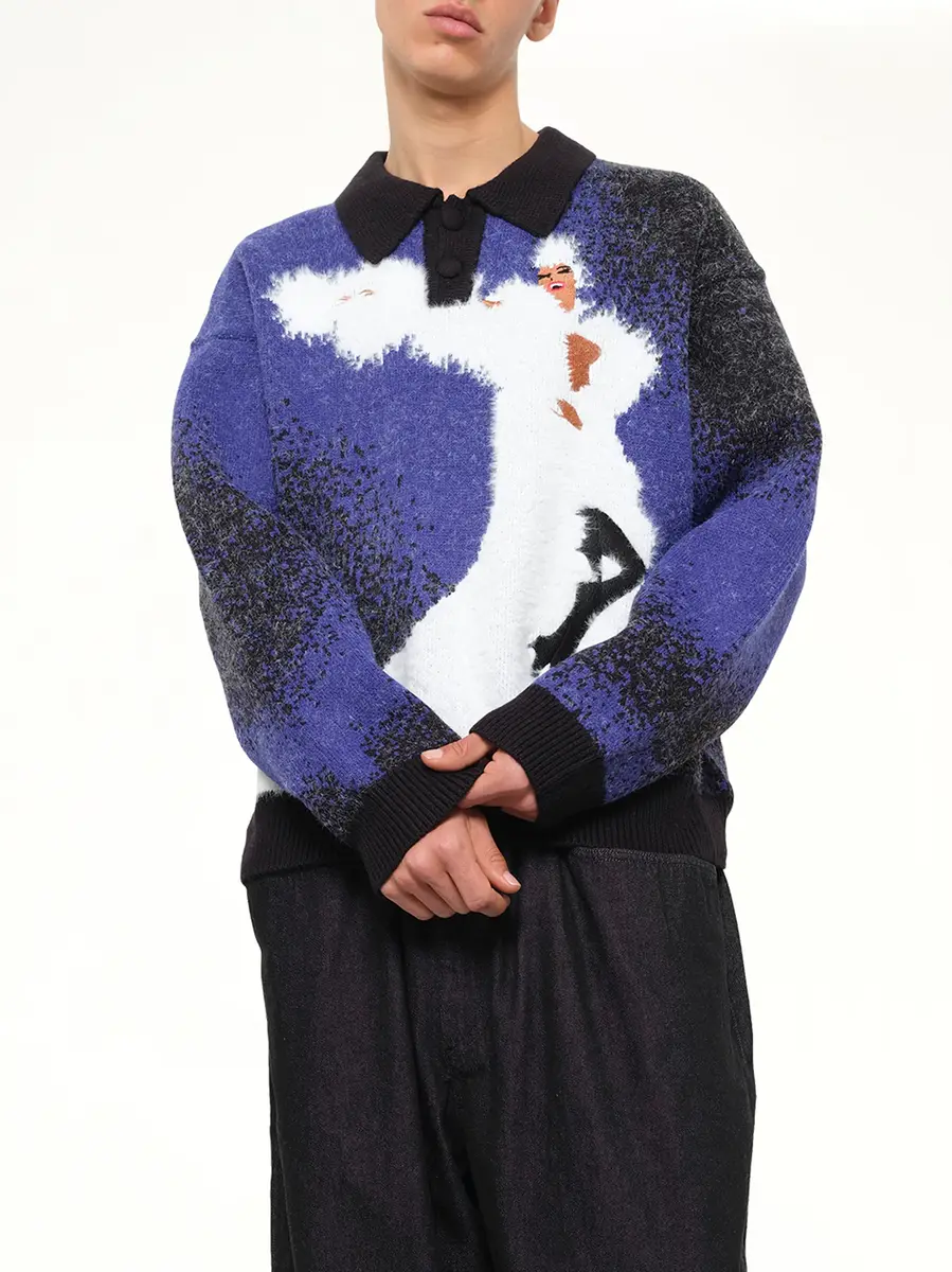 HOUSE OF ERRORS Femme Fatale Knitted Rugby in Dark Blue | Thumbnail 6 HOUSE OF ERRORS Femme Fatale Knitted Rugby in Dark Blue | Thumbnail 6