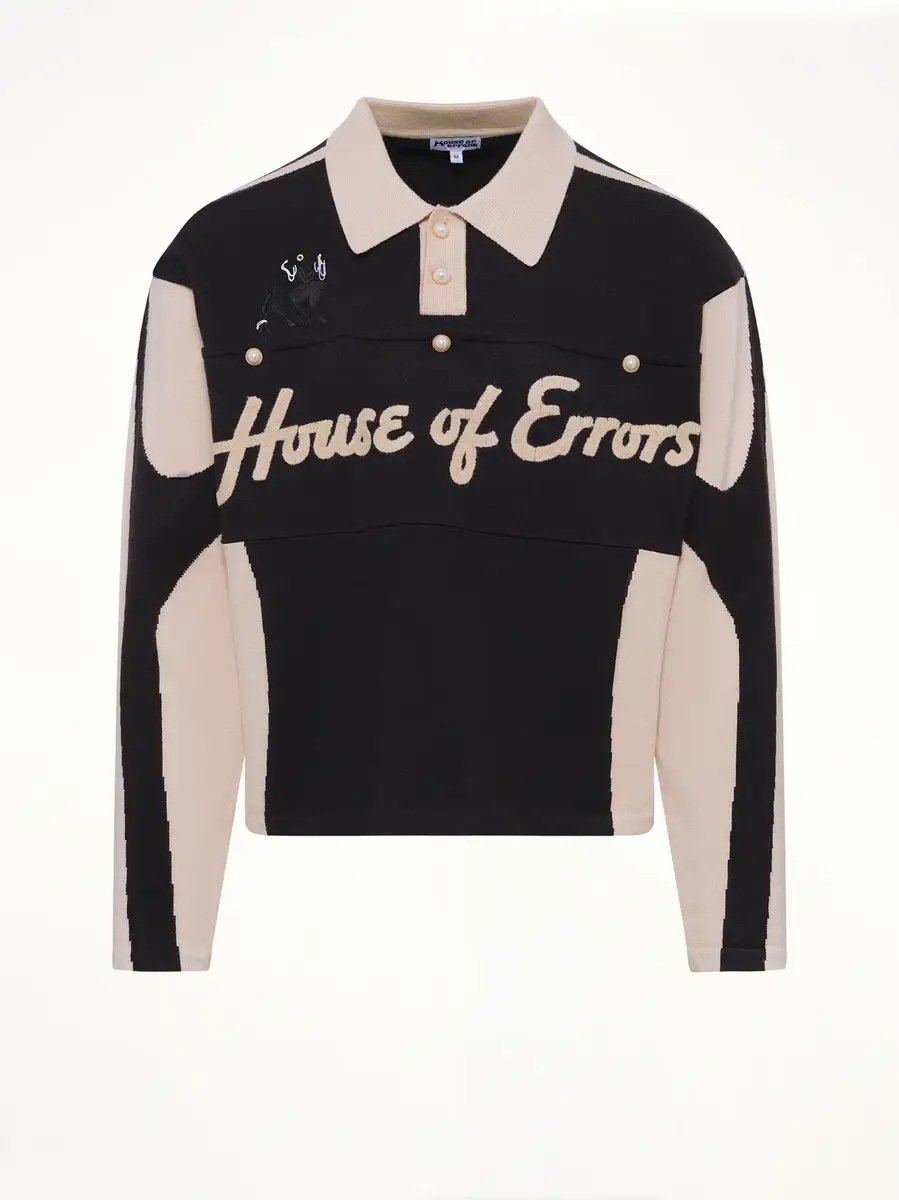 HOUSE OF ERRORS Knitted Cat Burglar Rugby in Black/beige | Thumbnail 2 HOUSE OF ERRORS Knitted Cat Burglar Rugby in Black/beige | Thumbnail 2