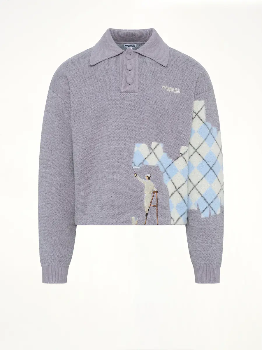 HOUSE OF ERRORS Knitted Wall Painter Rugby in Grey/plaid | Thumbnail 2